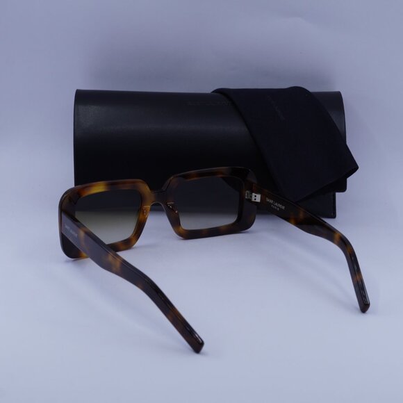 Saint Laurent SL534 SUNRISE 012 Sunglasses Havana Rectangle Frame, Brown Lenses - Picture 11 of 11